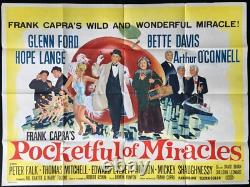 Poche de Miracles AFFICHE QUADRIPTYQUE ORIGINALE du Film Frank Capra Bette Davis 1961