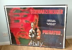 Predator (1987) Affiche Originale Du Cinéma Quad Du Royaume-uni Schwarzenegger Excellent État