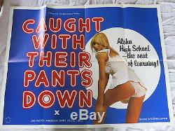 Pris Leurs Pantalon Vers Le Bas D'origine Au Royaume-uni Quad Film Affiche Plié 1976 Adulte Porn