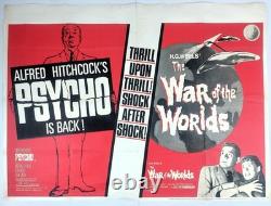 Psycho / La Guerre des Mondes Affiche de Film Quad Double Bill UK Original 1960