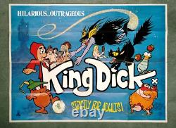 ROI DICK (1973) v. Affiche de film originale UK quad rare Comédie pornographique cartoon sexe