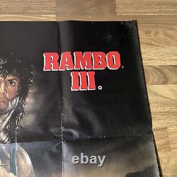 Rambo III 3 Stallone Affiche de cinéma pliée originale du Royaume-Uni, format quad 1988 en très bon état.