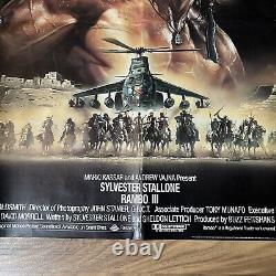 Rambo III 3 Stallone Affiche de cinéma pliée originale du Royaume-Uni, format quad 1988 en très bon état.