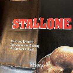 Rambo III 3 Stallone Affiche de cinéma pliée originale du Royaume-Uni, format quad 1988 en très bon état.