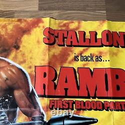 Rambo La Première Partie du Sang Partie II 2 Stallone Affiche de Film Originale UK Quad 1985