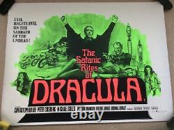 Rites Sataniques De Dracula Uk Quad Film Original Poster Linen Supéried 1973 Rare