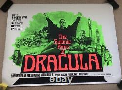 Rites Sataniques De Dracula Uk Quad Film Original Poster Linen Supéried 1973 Rare