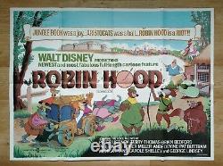 Robin Hoood (1973) Original 1ère Sortie Royaume-uni Quad Film Poster Walt Disney