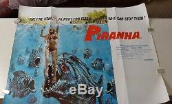 Royaume-uni D'origine Quad Affiche Du Film -1978'piranha ' Very Fine Etat