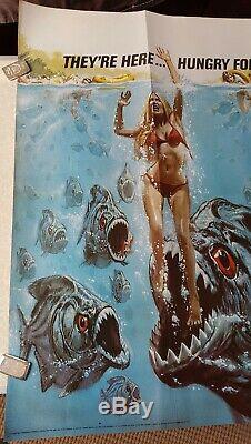 Royaume-uni D'origine Quad Affiche Du Film -1978'piranha ' Very Fine Etat