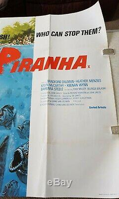Royaume-uni D'origine Quad Affiche Du Film -1978'piranha ' Very Fine Etat