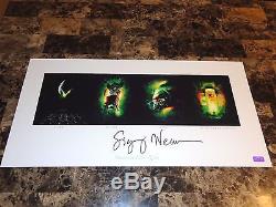 Sigourney Weaver Rare Signé Alien Quad Art Poster Film Affiche Ripley Coa 50/50