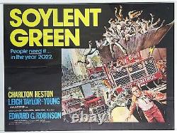 Soylent Green 1973 Royaume-uni Quad Affiche Originale 30x40 Classic Film Sci-fi Thriller 70