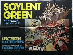 Soylent Green Affiche Originale Britannique De Film Quadruple 1973 Charlton Heston, John Solie Art