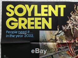 Soylent Green Affiche Originale Britannique Quad Movie 1973 1973 Charlton Heston, John Solie Art