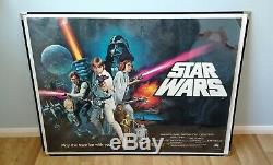 Star Wars (1977) Affiche Originale De Film Quad Pre-oscars Uk Lamine Dépliée