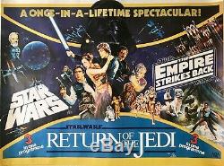 Star Wars Originale 1983 Triple Bill Film Quad Empire Contre-attaque Poster Rotj