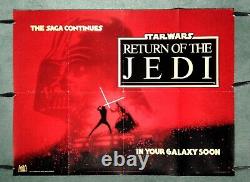 Star Wars Retour De La Jedi (1983) C. Rare Affiche Originale De Cinéma Quad Du Royaume-uni