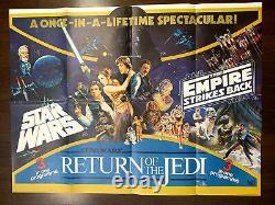 Star Wars Triple Feature (1983) 30 X 39.75 Affiche De Cinéma Du Royaume-uni Quad