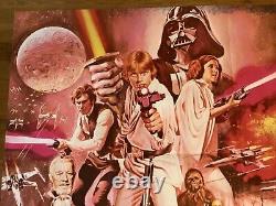 Star Wars U. K. British Quad Affiche De Cinéma Originale Rare Red Misprint 1977
