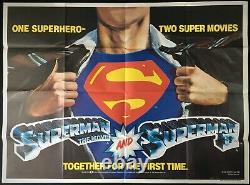 Superman 1+2 Double Bill Affiche De Cinéma Originale Quad Christopher Reeve