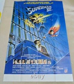 Superman 3 Original 1983 Uk Cinéma Affiche De Cinéma Énorme Double Quad 40 X 60 Rare