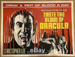 Taste The Blood Of Dracula Uk Quad (1970) Entoilée Withcert Rare Affiche De Film