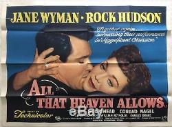 Tout Ce Que Le Ciel Permet Rare D'origine Britannique Film Quad Poster 1955 Rock Hudson