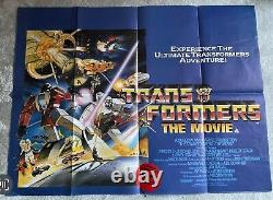 Transformers The Movie Royaume-uni Quad Poster Grand Condition Rare Avec Sticker D'enregistrement