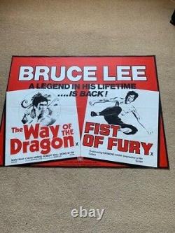 Très rare L'affiche originale du film vintage The Way of the Dragon x Fist of Fury