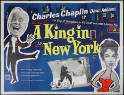 Un roi à New York ORIGINAL Quad Affiche de Film Cinéma Charlie Chaplin 1957