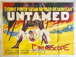 Untamed Originale Uk Quad Affiche De Film 1955 Tyrone Power, Susan Hayward, Rare