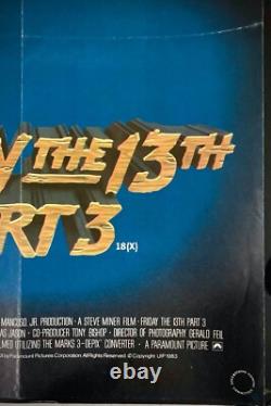 Vendredi 13, partie III Affiche originale de cinéma quadrichrome Steve Miner 1982
