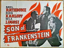 Vintage Fils De Frankenstein Britannique Affiche Quad 40 X 30 Classic Horror Film Film