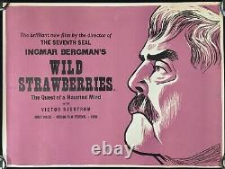 Wild Strawberries Original Quad Movie Academy Affiche Cinéma Ingmar Bergman Rare