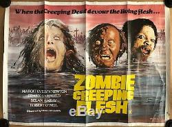 Zombie Creeping Flesh - Affiche De Film Cinématographique Britannique Originale, Quad Cinema, Vidéo Nasty