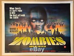 Zombies Dawn Of The Dead Original Royaume-uni Affiche De Film Entoilée 1980 Withcert Quad